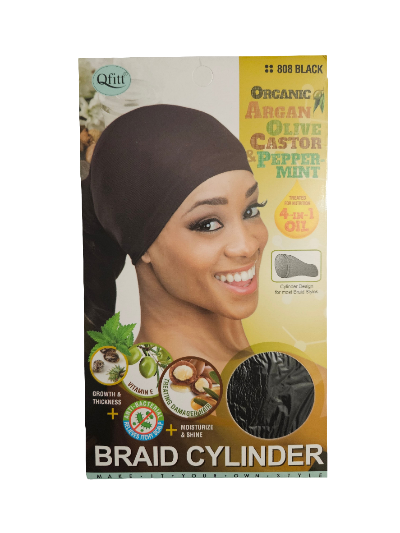 Box of a braiding cylinder with a woman's face on the packaging