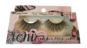 Pair of false eyelashes in packaging with brand name on a white background
