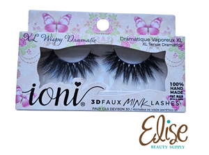 Packaged false eyelashes with 'ioni' branding on a white background