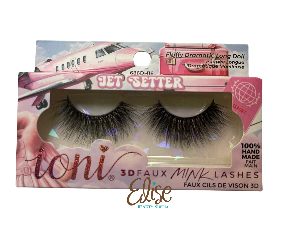 ioni jet setter 3D faux mink lashes packaging with pink and white design