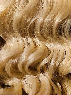 Close-up of blonde hair with wavy texture