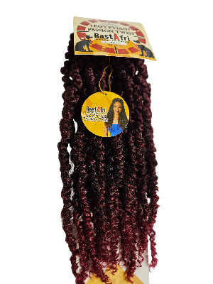 Burgundy passion twist crochet hair extensions by RastAfri Braid