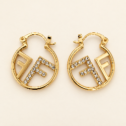 Gold plated alloy hoop earrings clasp closure