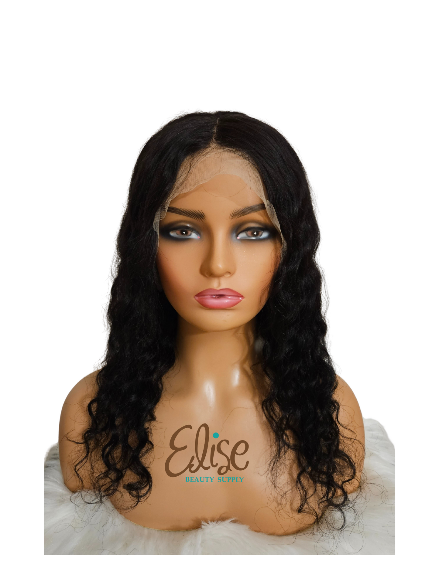 Human hair Deep wave wig 180% density. 22 inches black.