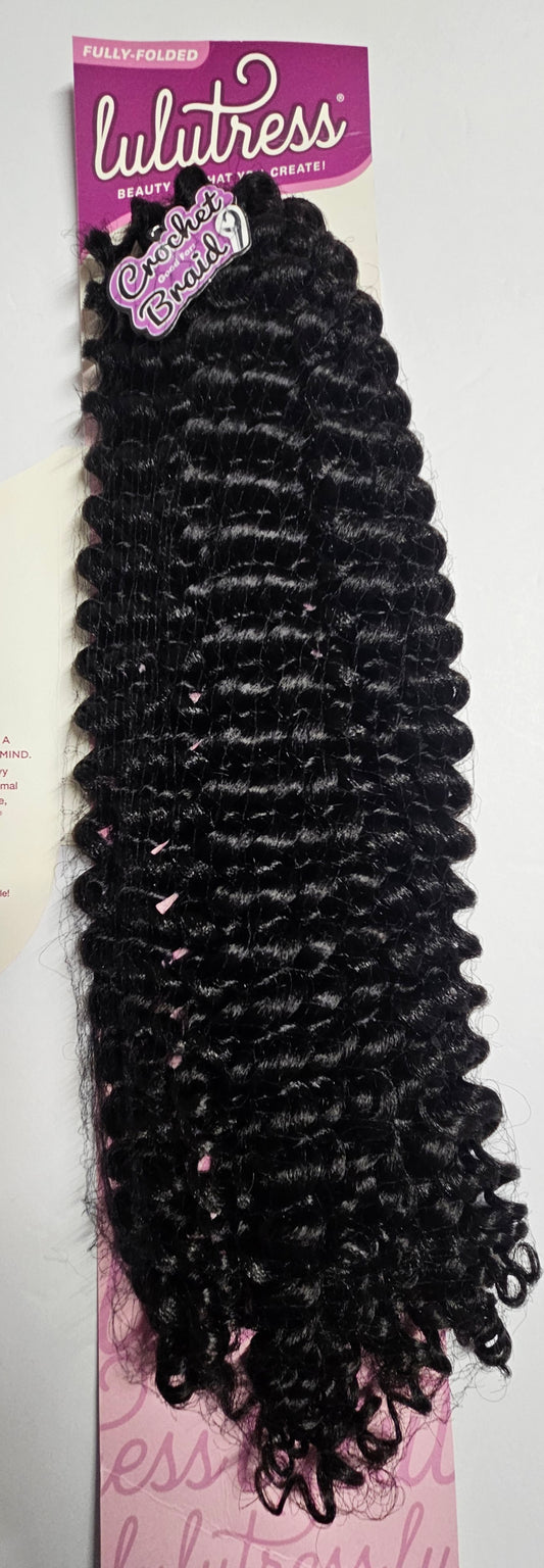 Lulutress Water wave crochet braids. Crochet braid hairstyles. Curly crochet hair.