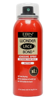 Ebin New York Wonder Lace Bond Extreme Firm Hold Adhesive Spray – fast-drying wig glue spray for long-lasting lace front hold