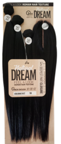 Zury multipack 18|20|22 hair extensions with 5 inch hair closure. Style for quick weave and sew-ins.